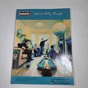 Oasis "Definitely Maybe" Album Poster - Teal & Multicolor Artwork